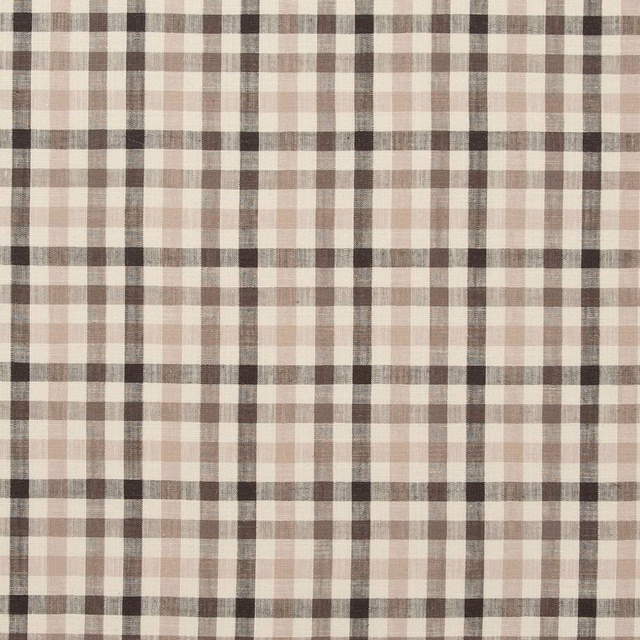 Charcoal, taupe and cream woven check with a softly heathered texture