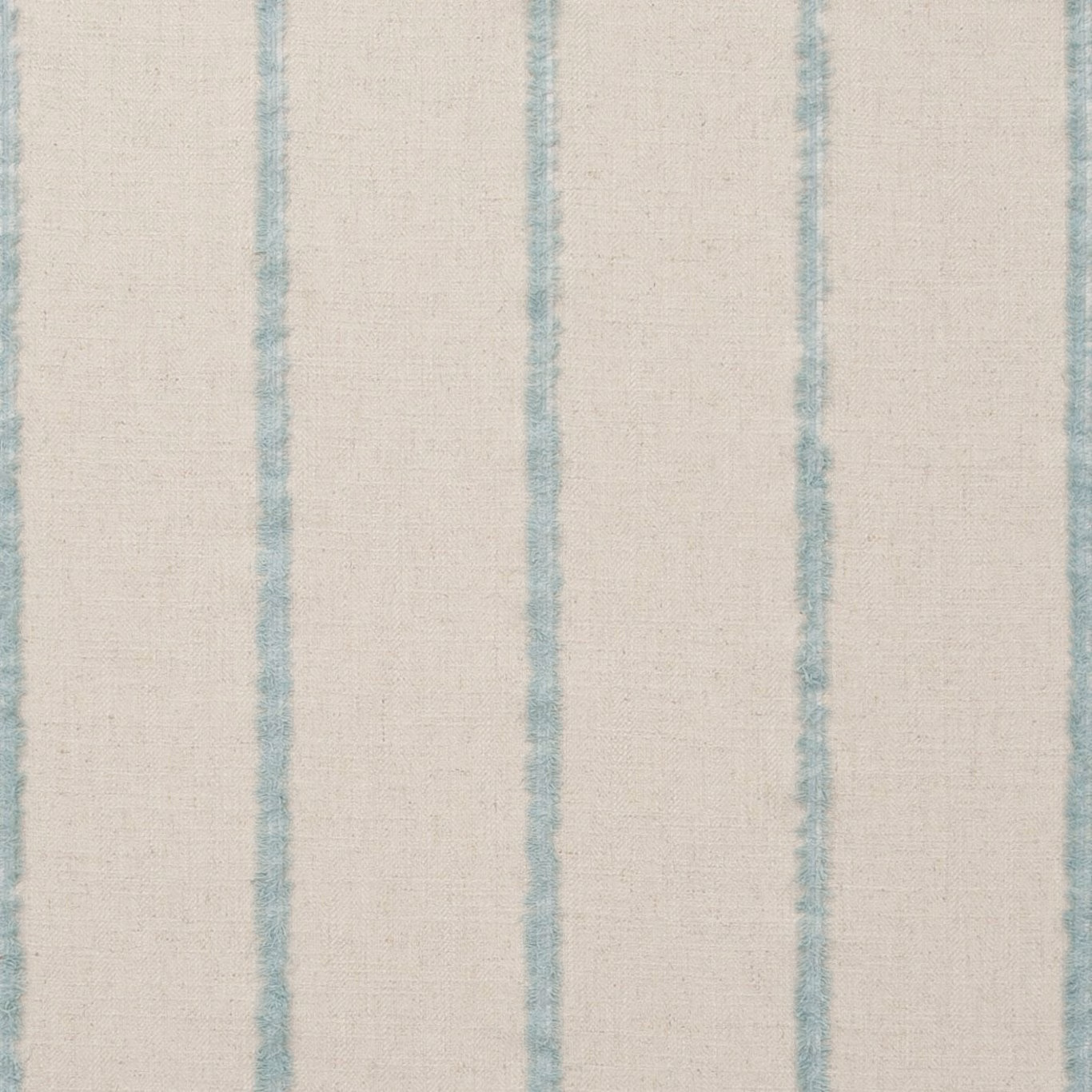 Creamy woven fabric with soft duckegg-blue vertical stripes and slubby texture