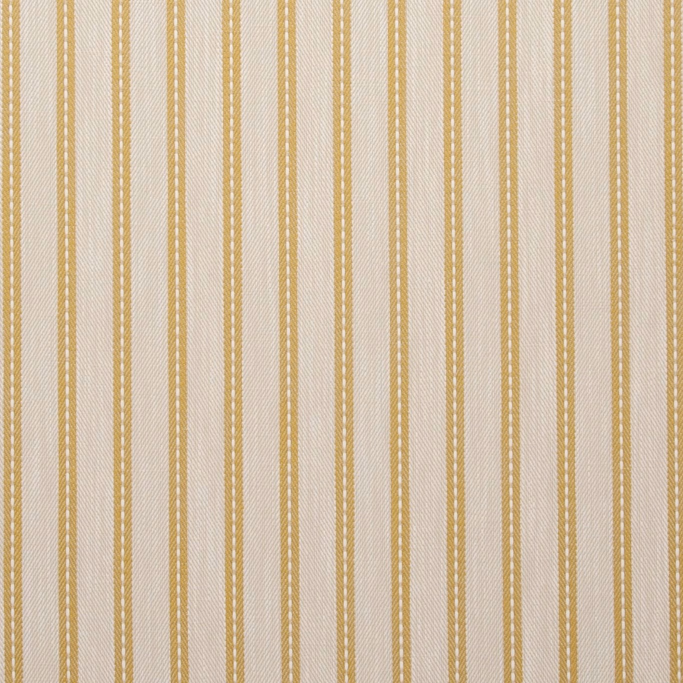 Ivory woven fabric with slender warm acacia-gold vertical stripes and fine texture
