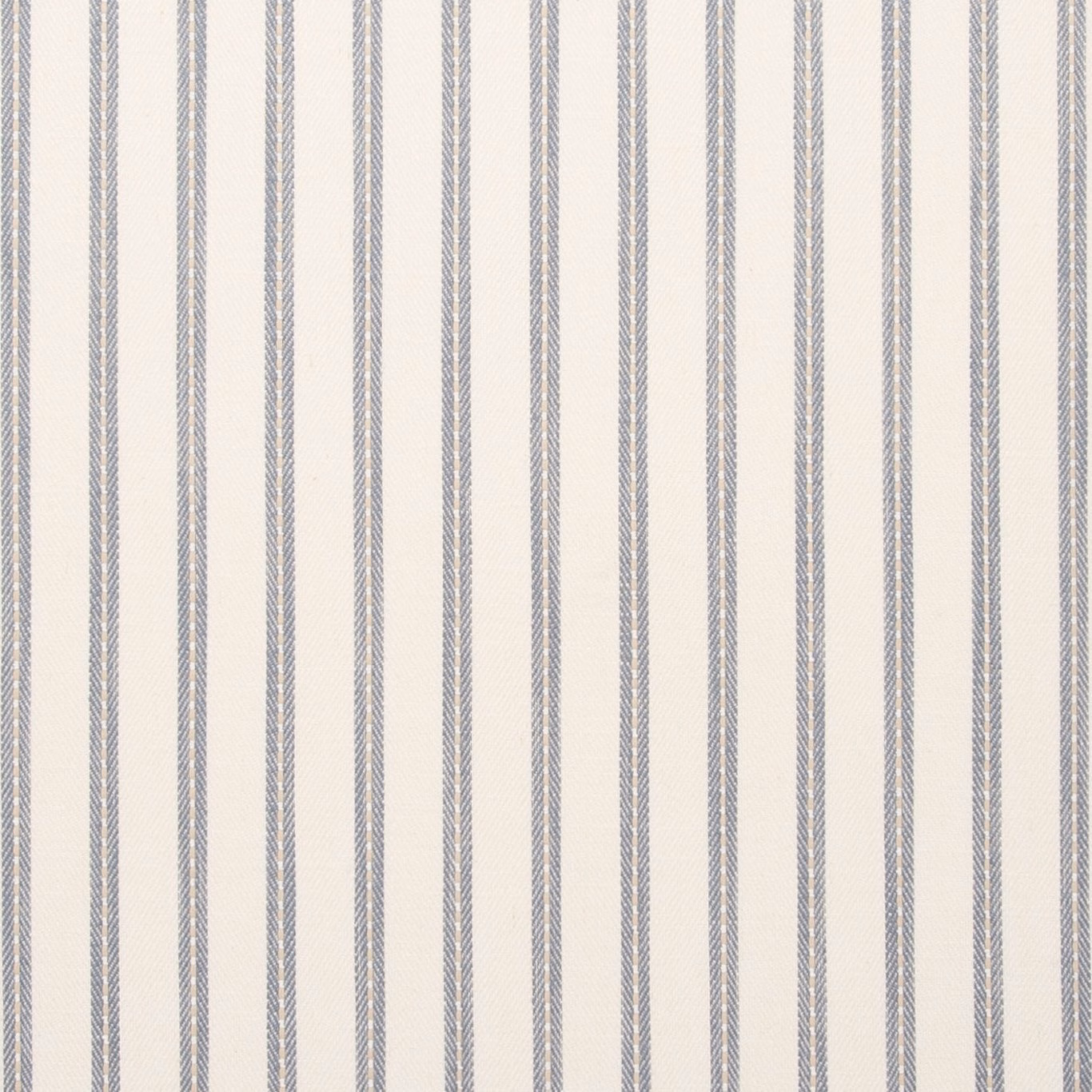 Ivory fabric with cool blue-grey braided vertical stripes and fine linear texture