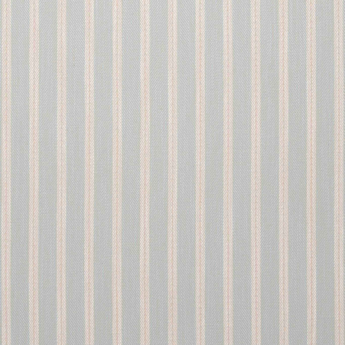 Pale duck-egg blue textile with ivory vertical chevron stripes and fine woven texture