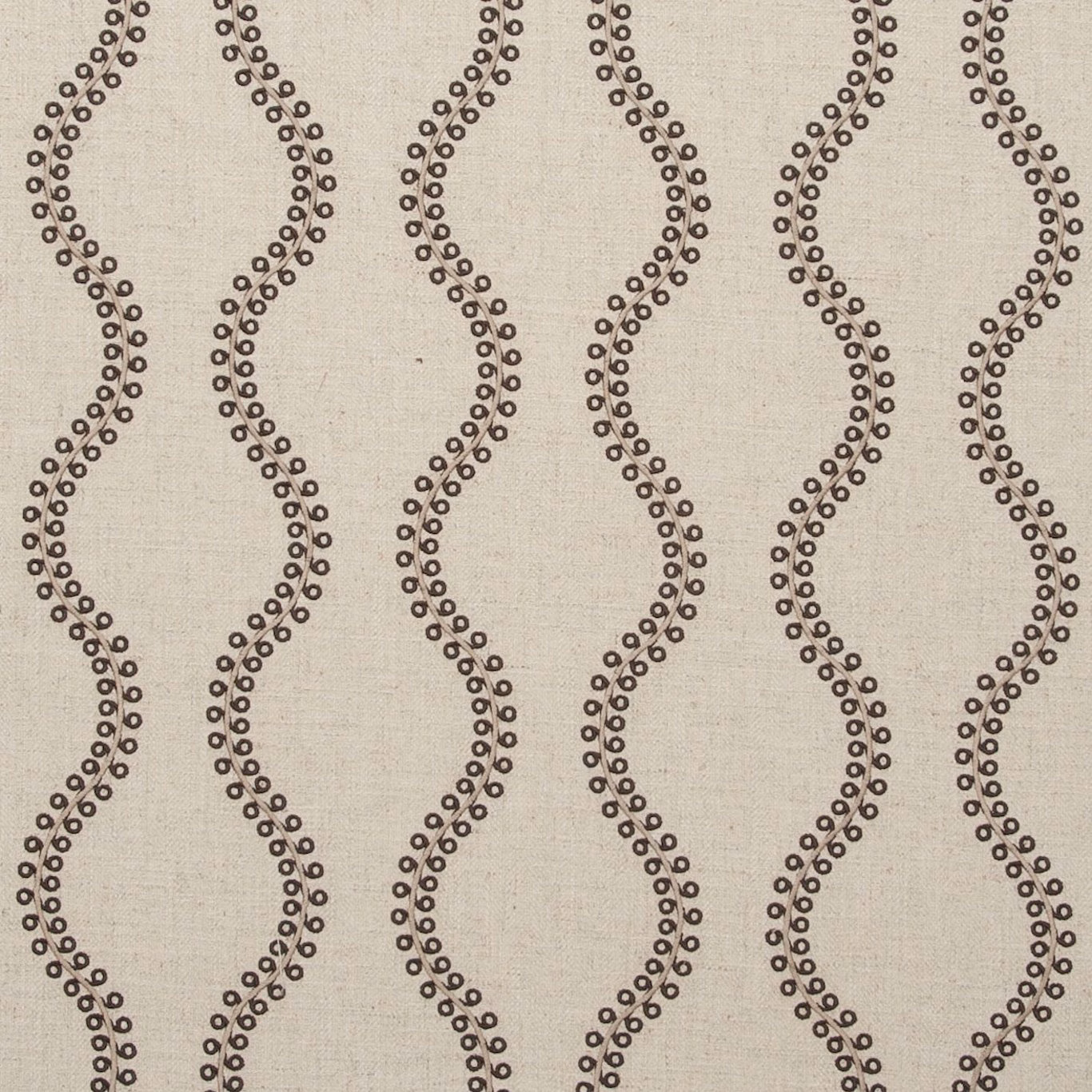 Warm cream woven fabric with charcoal dotted vertical wave motifs