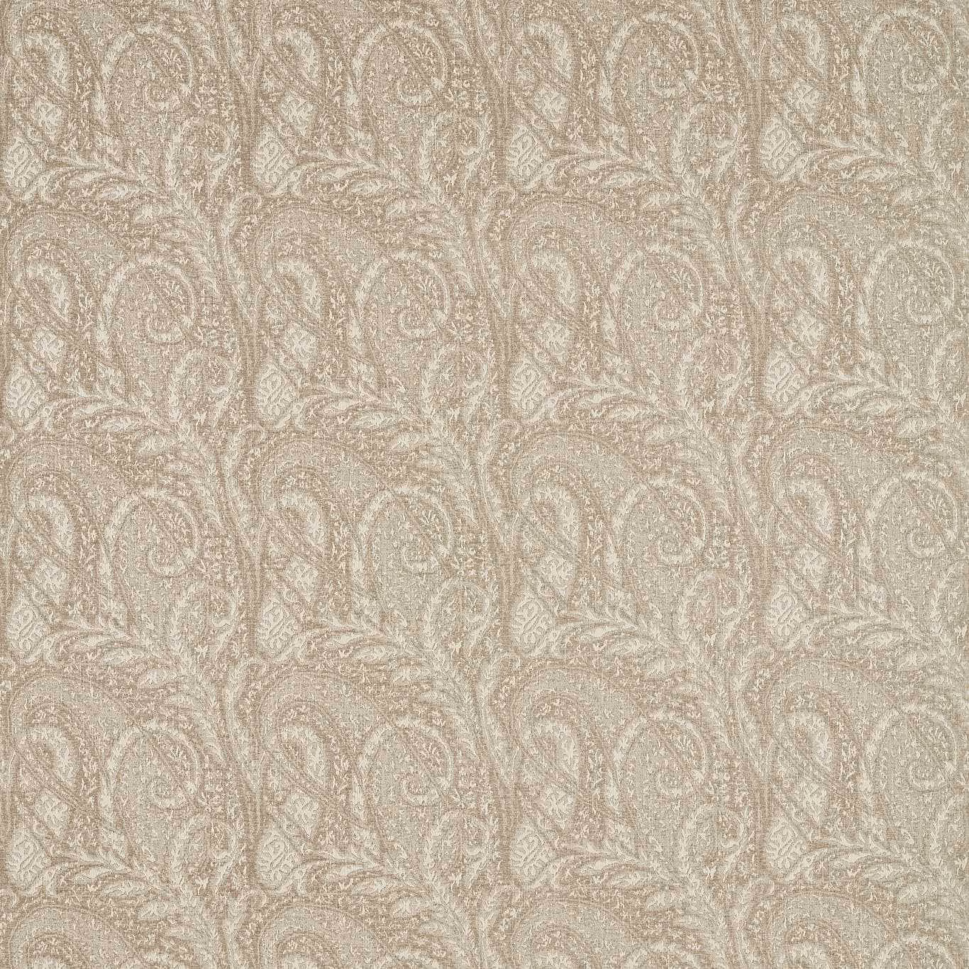Pale linen-beige paisley weave with cream, taupe and blush tonal detail
