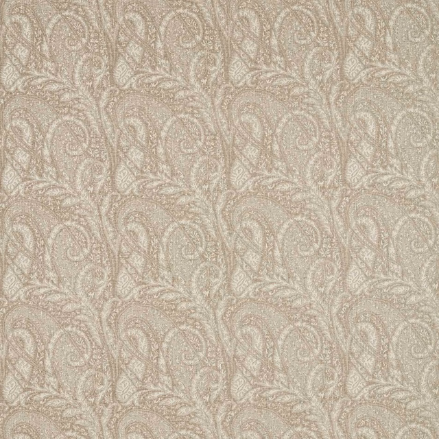 Pale linen-beige paisley weave with cream, taupe and blush tonal detail
