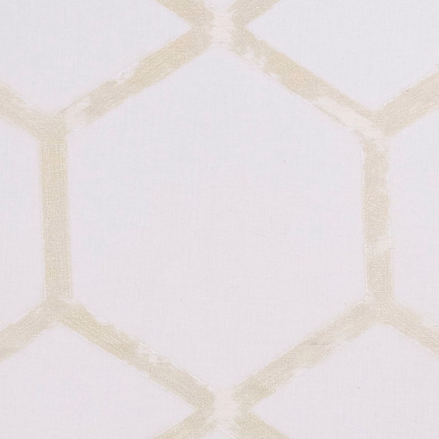 Pale champagne lattice lines on a softly textured near-white fabric ground