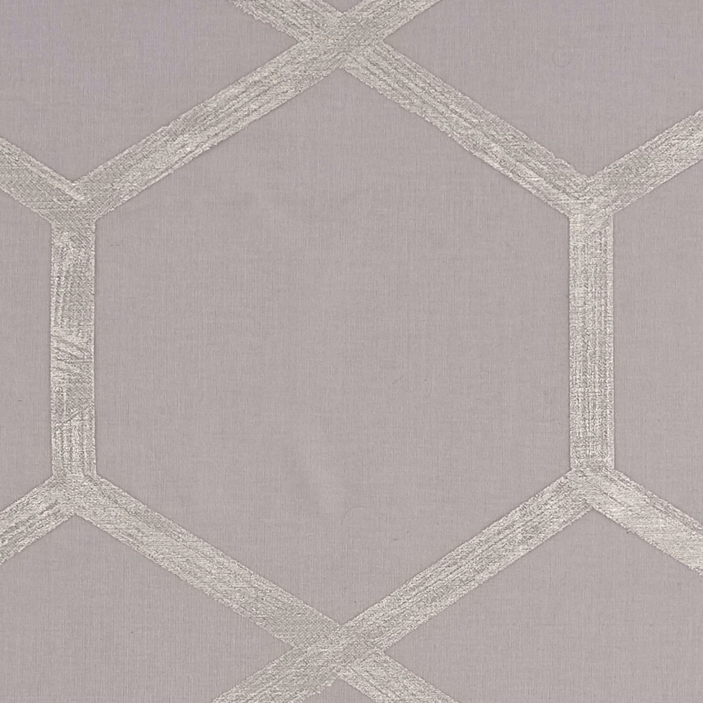 Cool charcoal-grey textile with silver raised hexagonal lattice and fine woven texture