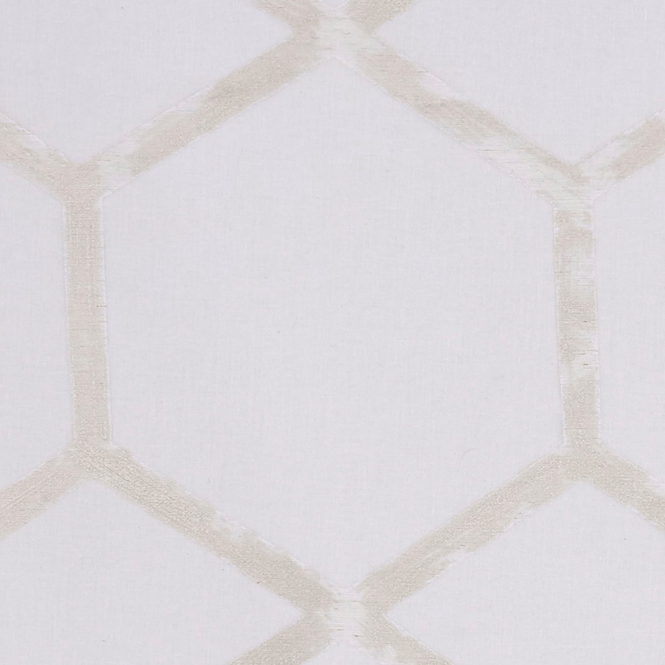 Pale ivory fabric with a subtle silver geometric lattice and fine woven texture
