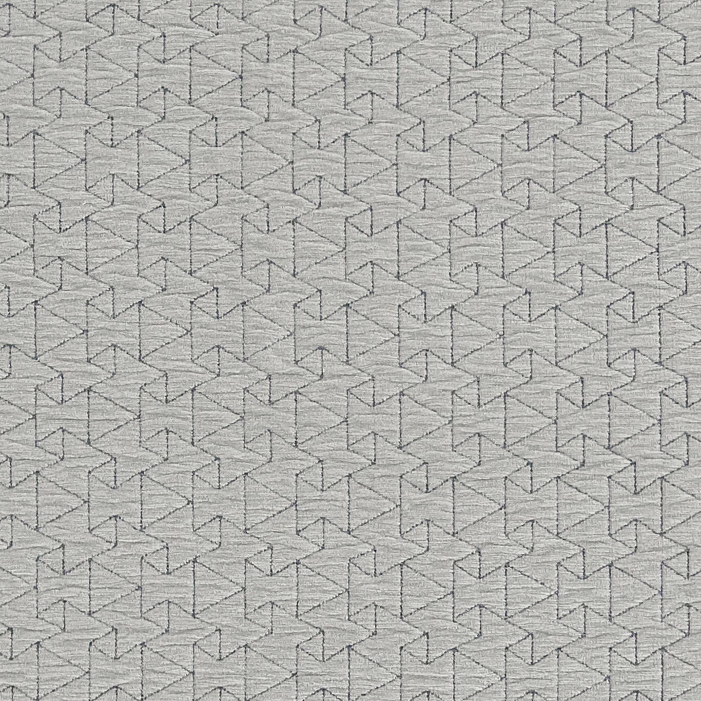 Cool dove-grey woven textile with fine interlocking angular cube motifs