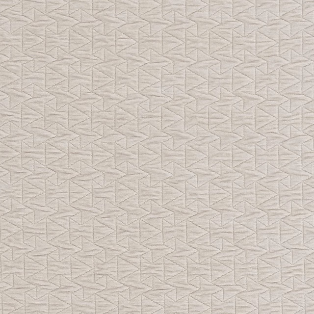 Ivory woven fabric with fine taupe-grey angular geometric lines and subtle texture