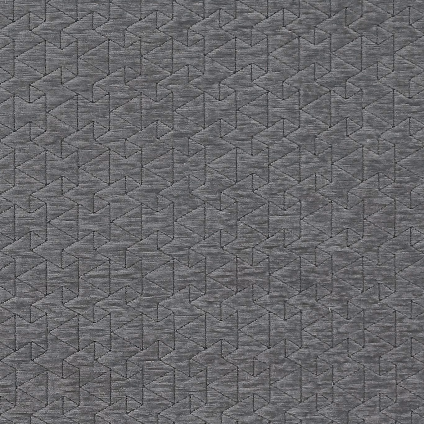 Cool slate-grey woven fabric with fine angular linked geometry and subtle surface texture