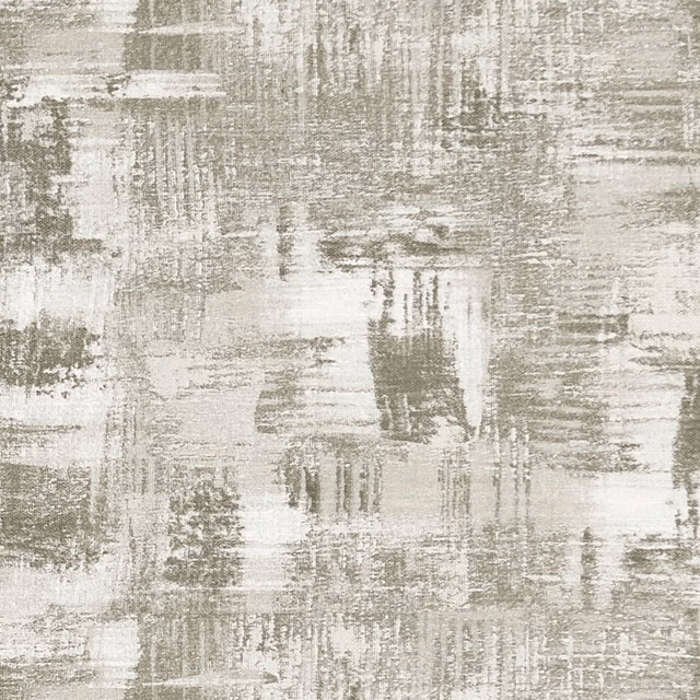 Natural ivory textile with silver-grey distressed brush marks and block motifs