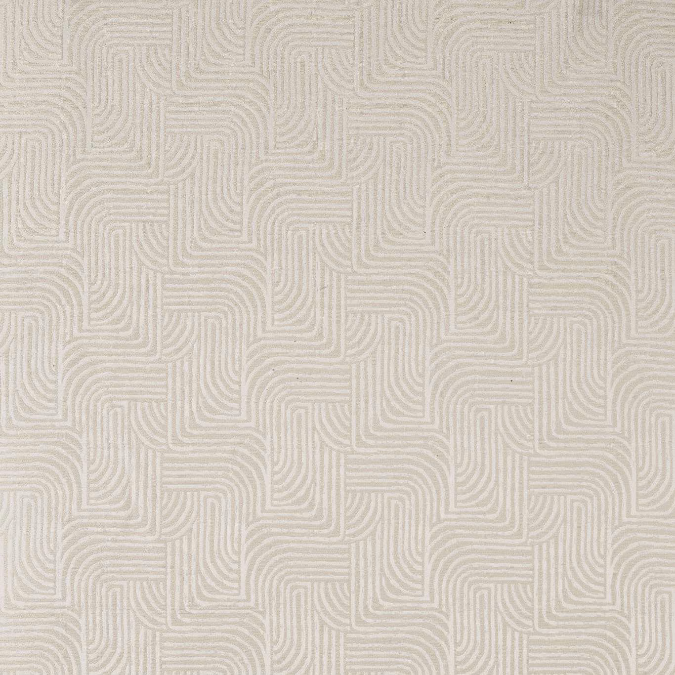 Warm ivory jacquard with raised stone geometric contour lines in a repeating maze pattern