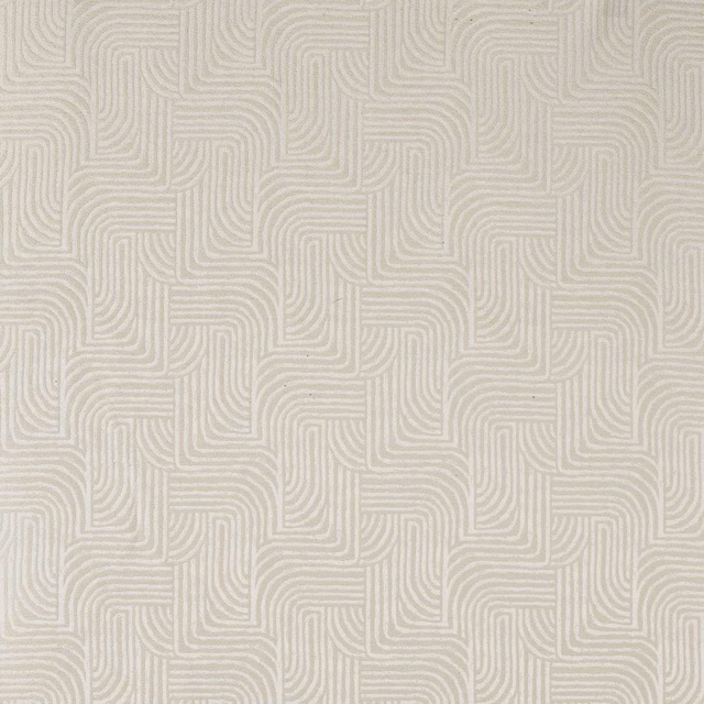 Warm ivory jacquard with raised stone geometric contour lines in a repeating maze pattern