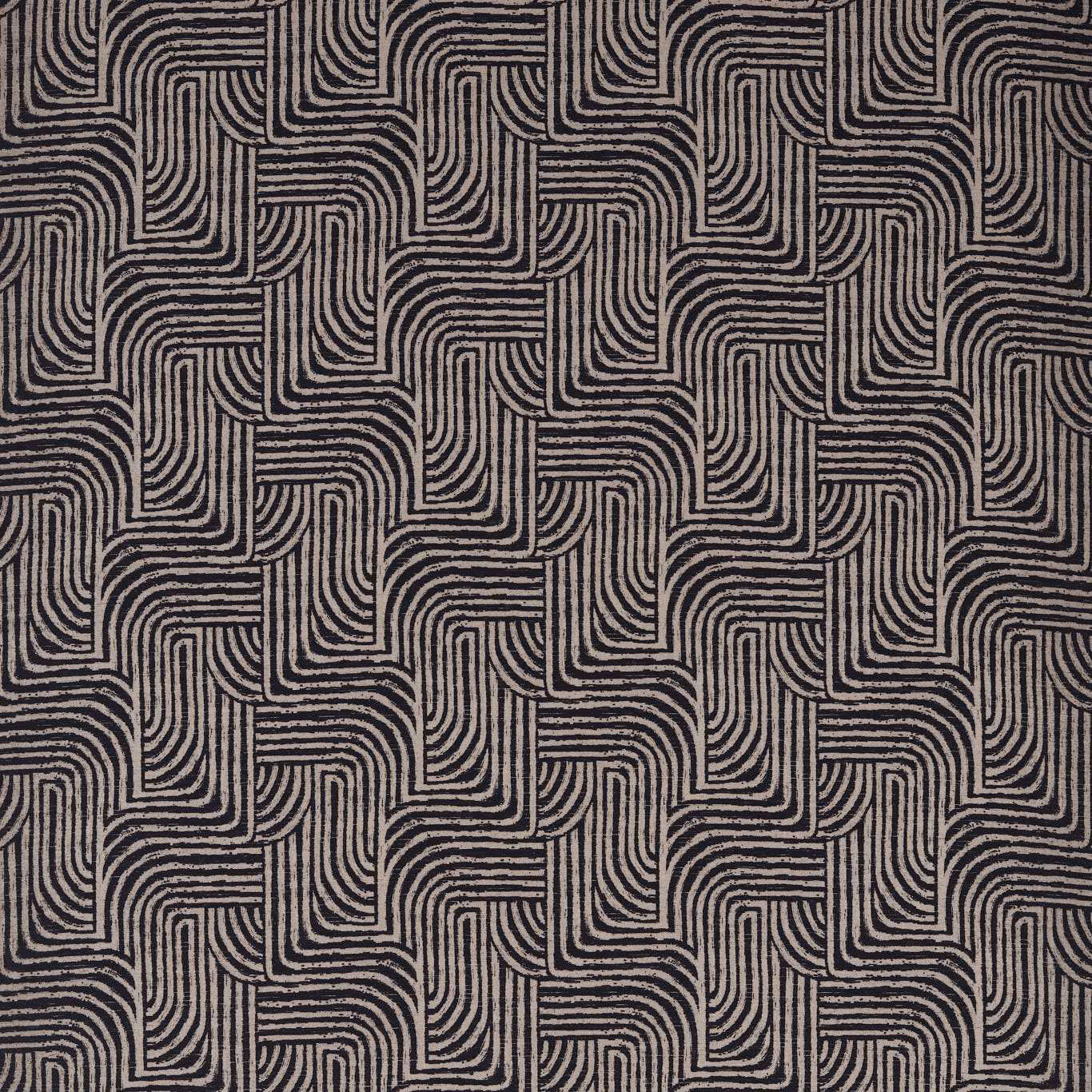 Charcoal jacquard with taupe-grey interlocking rounded-square maze lines