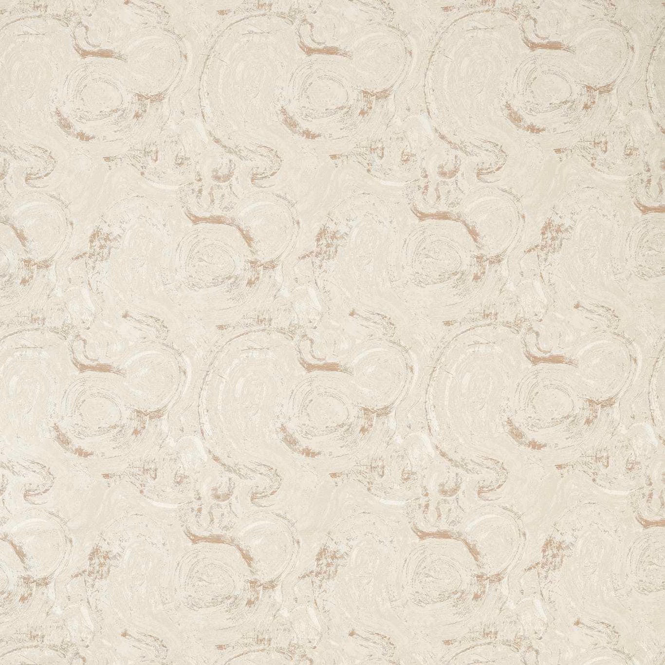 Warm ivory jacquard with low-contrast taupe scrolls and blush accents