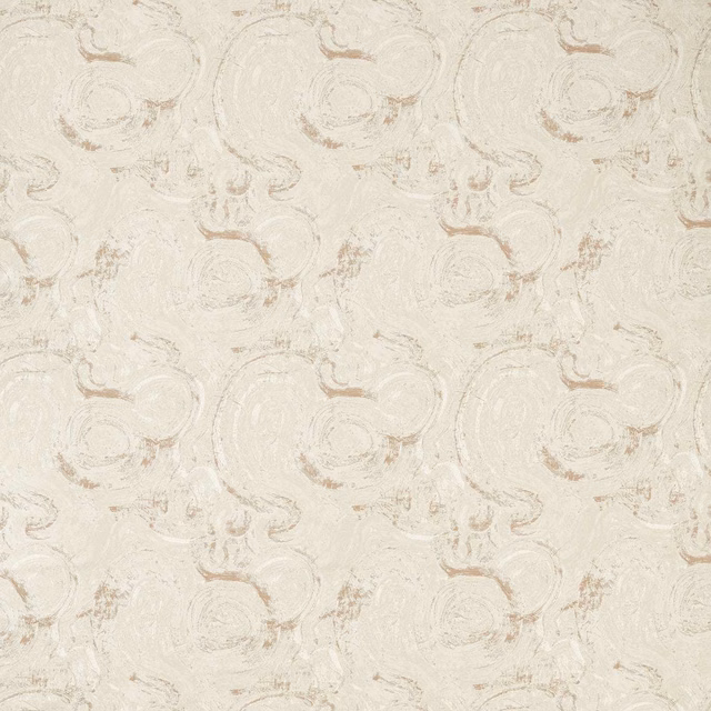 Warm ivory jacquard with low-contrast taupe scrolls and blush accents