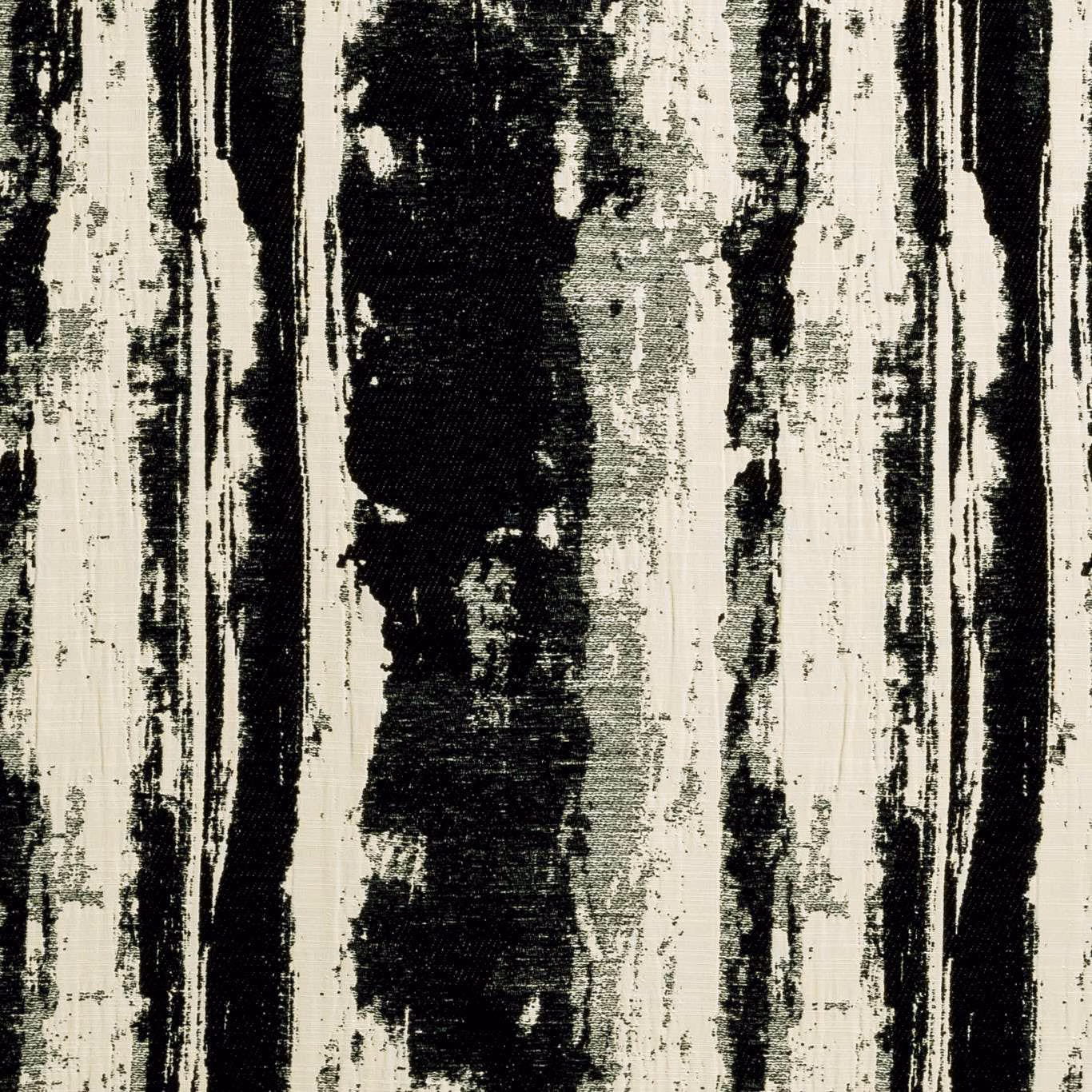 Black and ivory distressed vertical stripe fabric with a rough woven surface