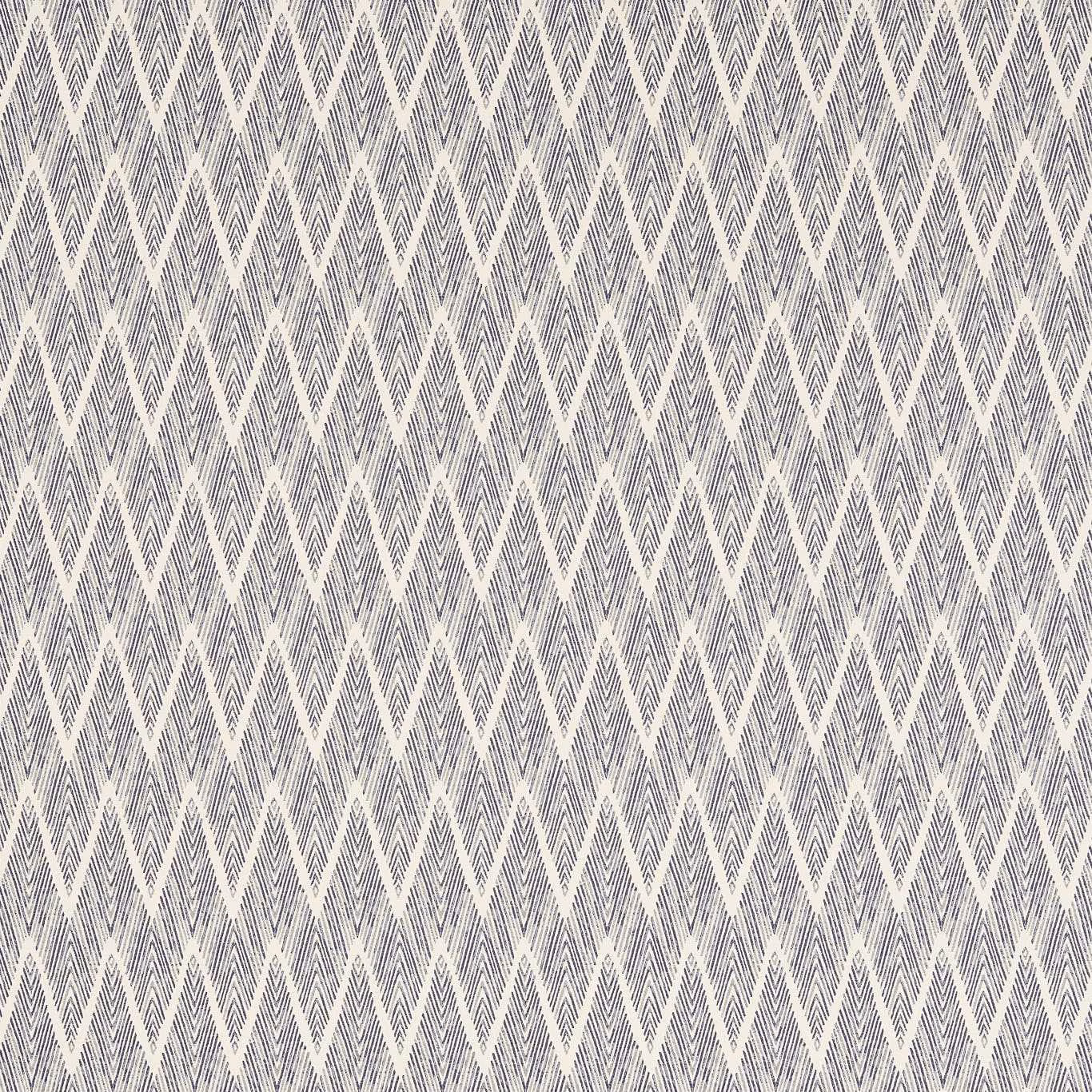 Muted ink-blue and ivory woven fabric with tightly repeated zigzag diamond motifs