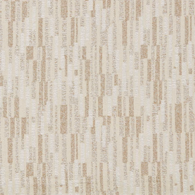 Warm ivory jacquard with irregular taupe vertical blocks and tactile woven texture