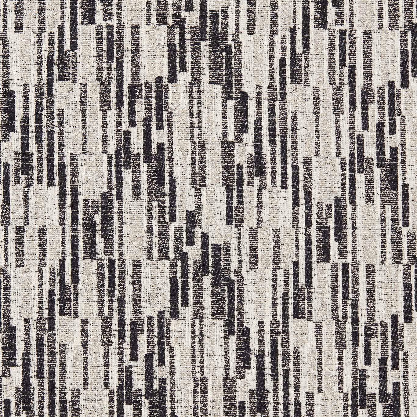 Black and ivory jacquard with broken vertical bars and a dry, textured weave