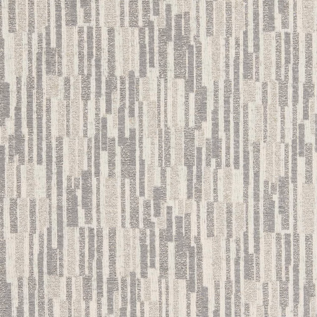 Pale slate-grey jacquard with ivory broken vertical blocks and tactile woven texture