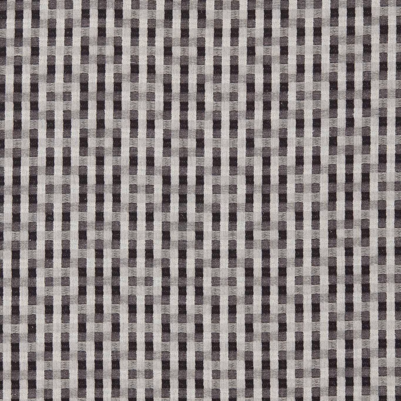 Charcoal black, grey and ivory checked jacquard with a tactile woven surface
