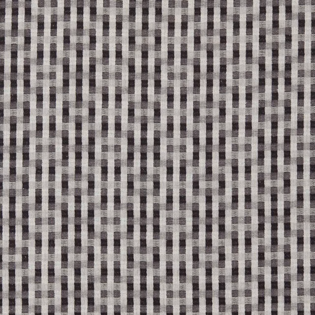 Charcoal black, grey and ivory checked jacquard with a tactile woven surface