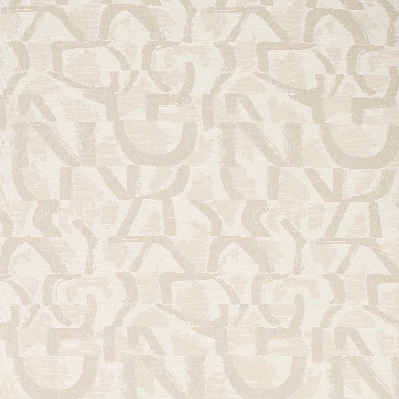 Pale ivory jacquard with broad taupe abstract brushstrokes and softly raised texture