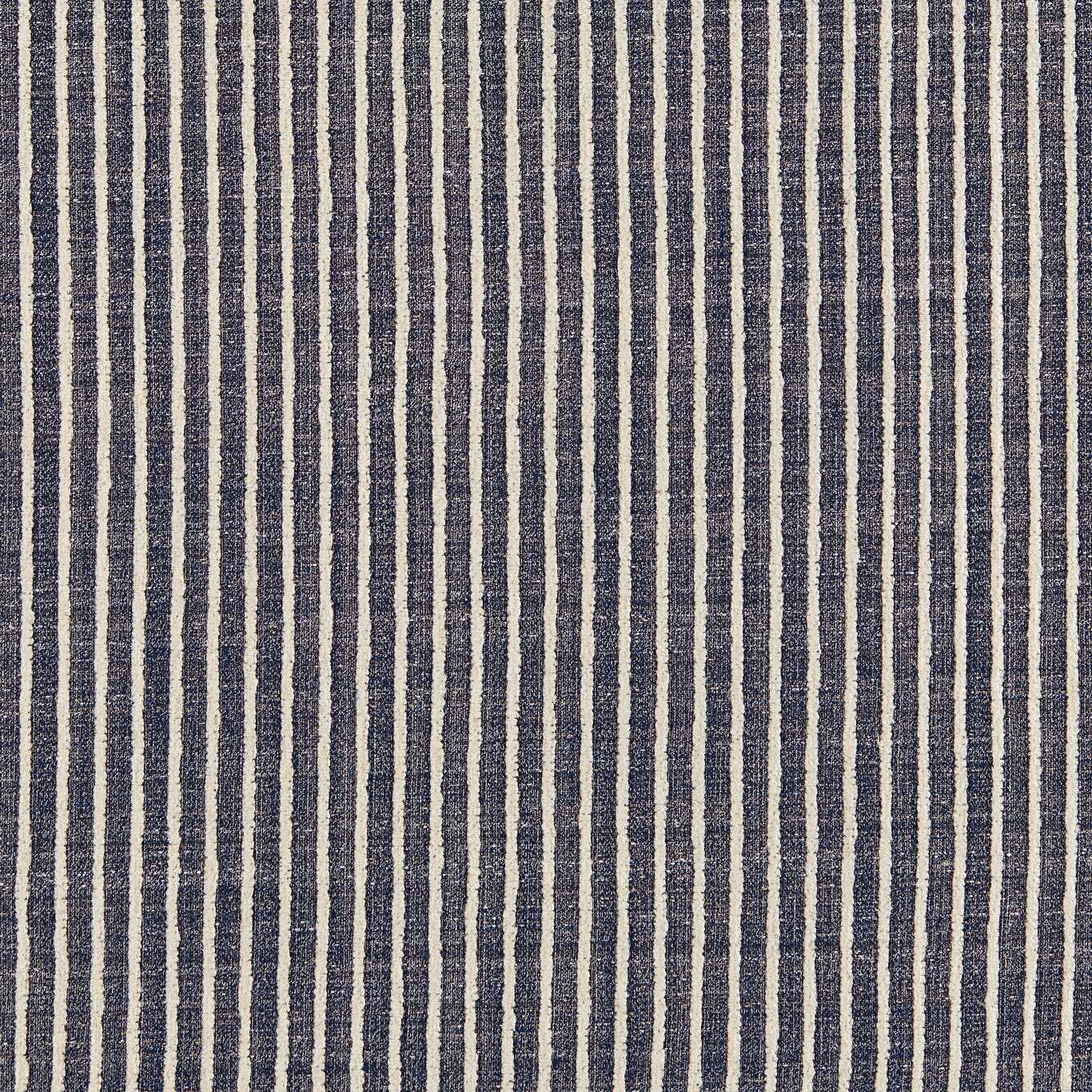 Ink-blue and cream irregular vertical stripes with a softly textured jacquard weave