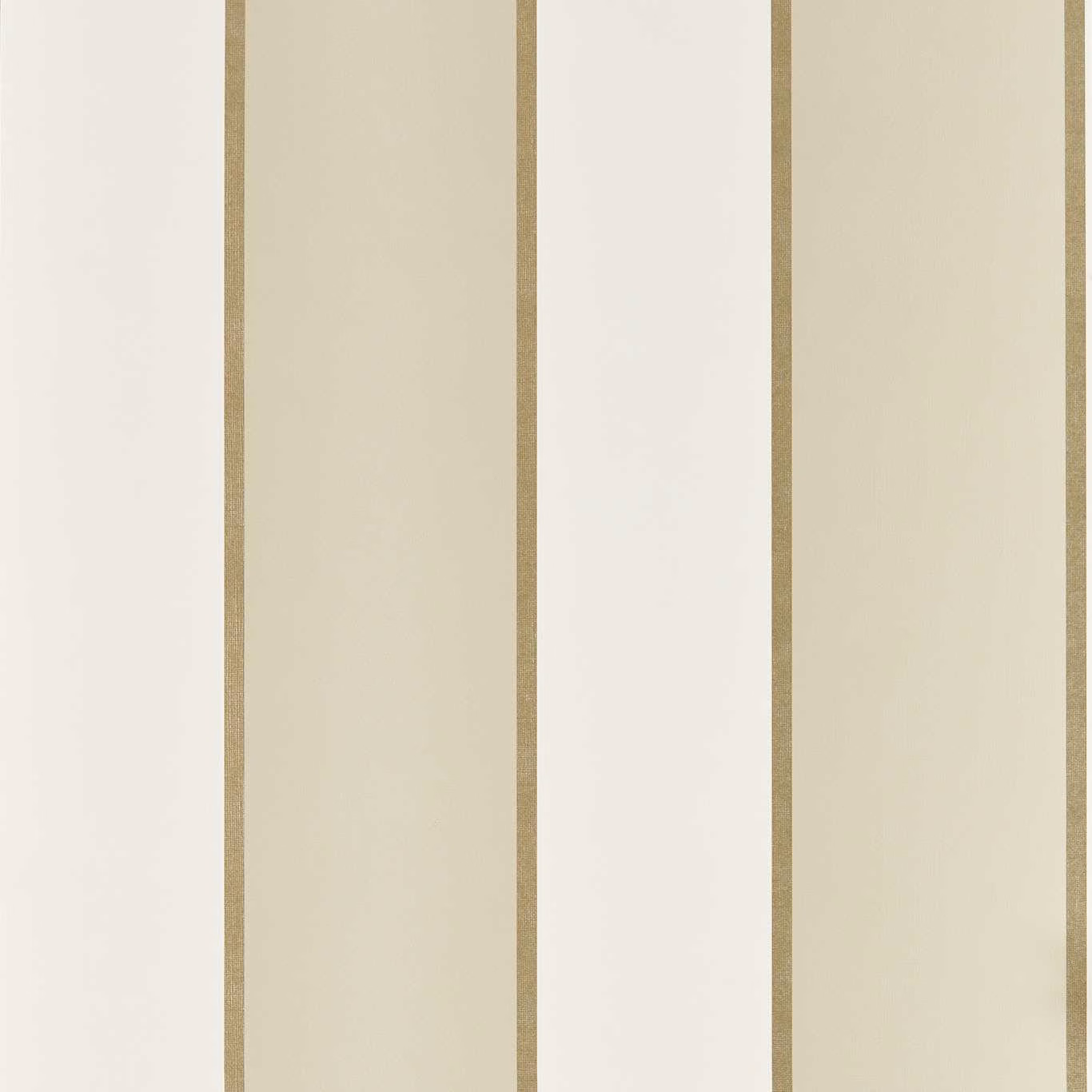 Warm ivory wallpaper with narrow taupe vertical stripes and subtle linen-like texture