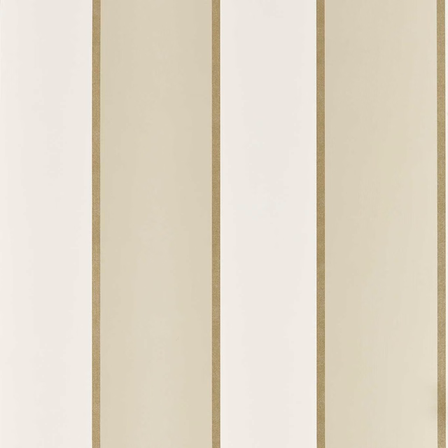 Warm ivory wallpaper with narrow taupe vertical stripes and subtle linen-like texture
