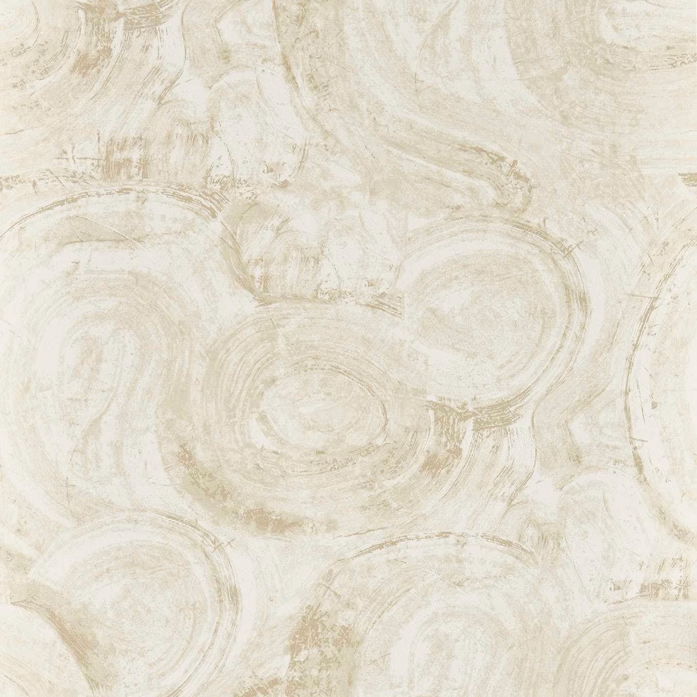 Ivory wallpaper with pale taupe circular brushstrokes and softly weathered texture