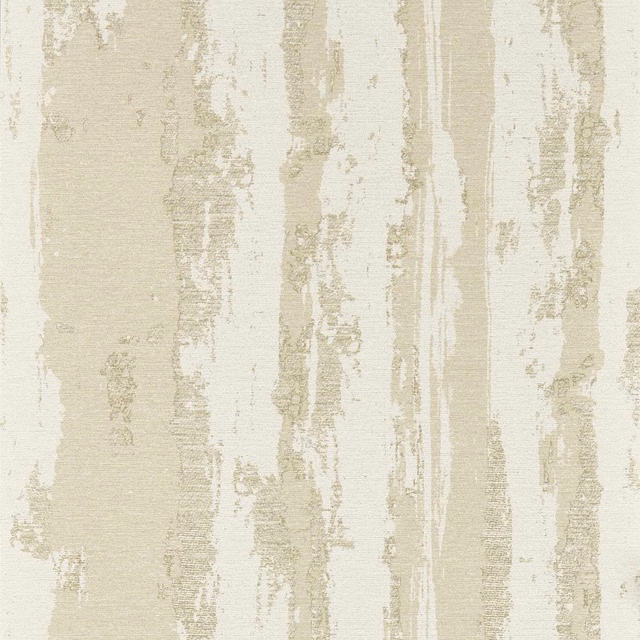 Ivory wallpaper with distressed taupe vertical bands and softly brushed texture