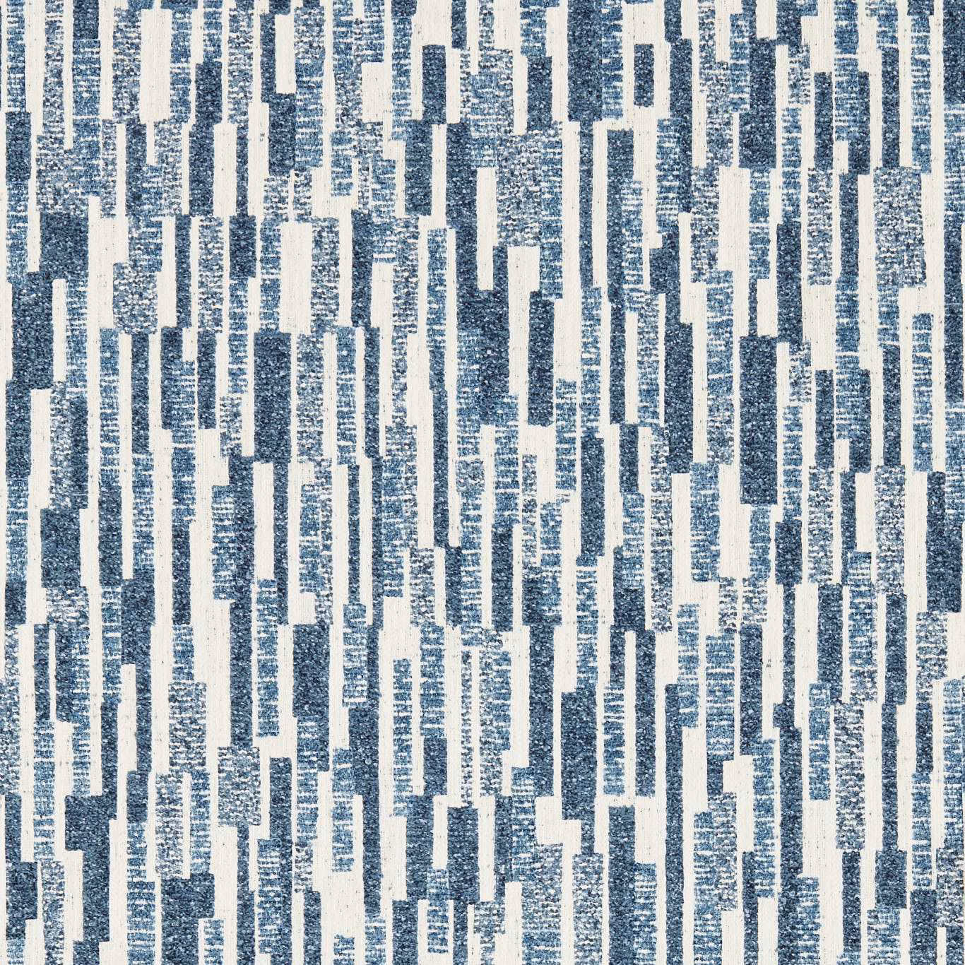 Distressed ink-blue and ivory wallpaper with irregular vertical geometric bars