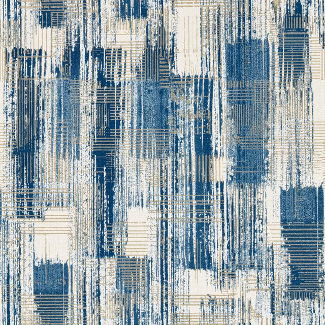 Ink blue and ivory abstract vertical blocks with distressed crosshatched lines
