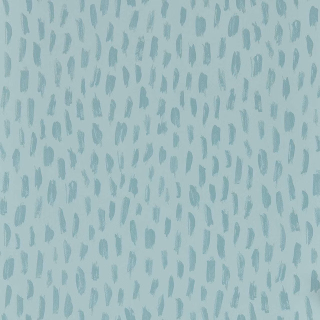 Pale aqua wallpaper with loose blue-green vertical brush marks and soft texture