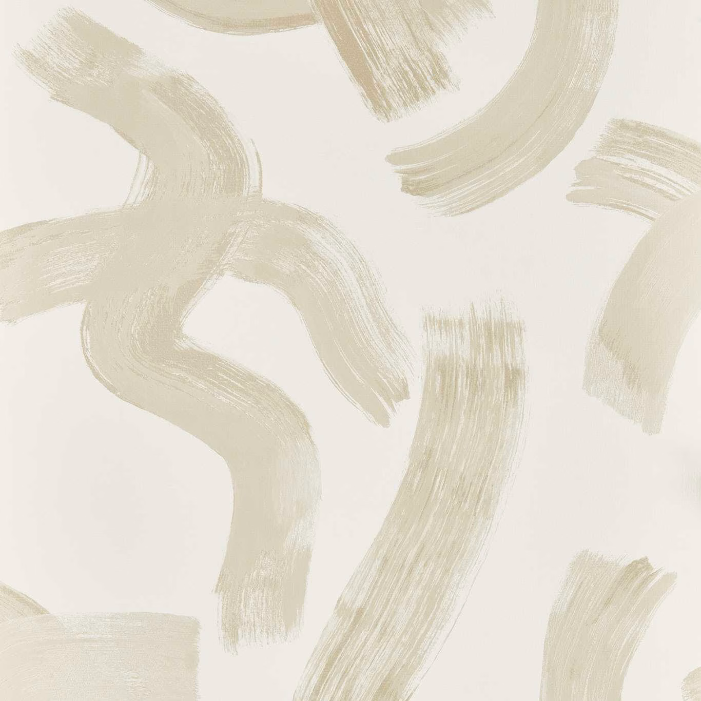 Pale cream wallpaper with broad greige brushstrokes and visible painted striations