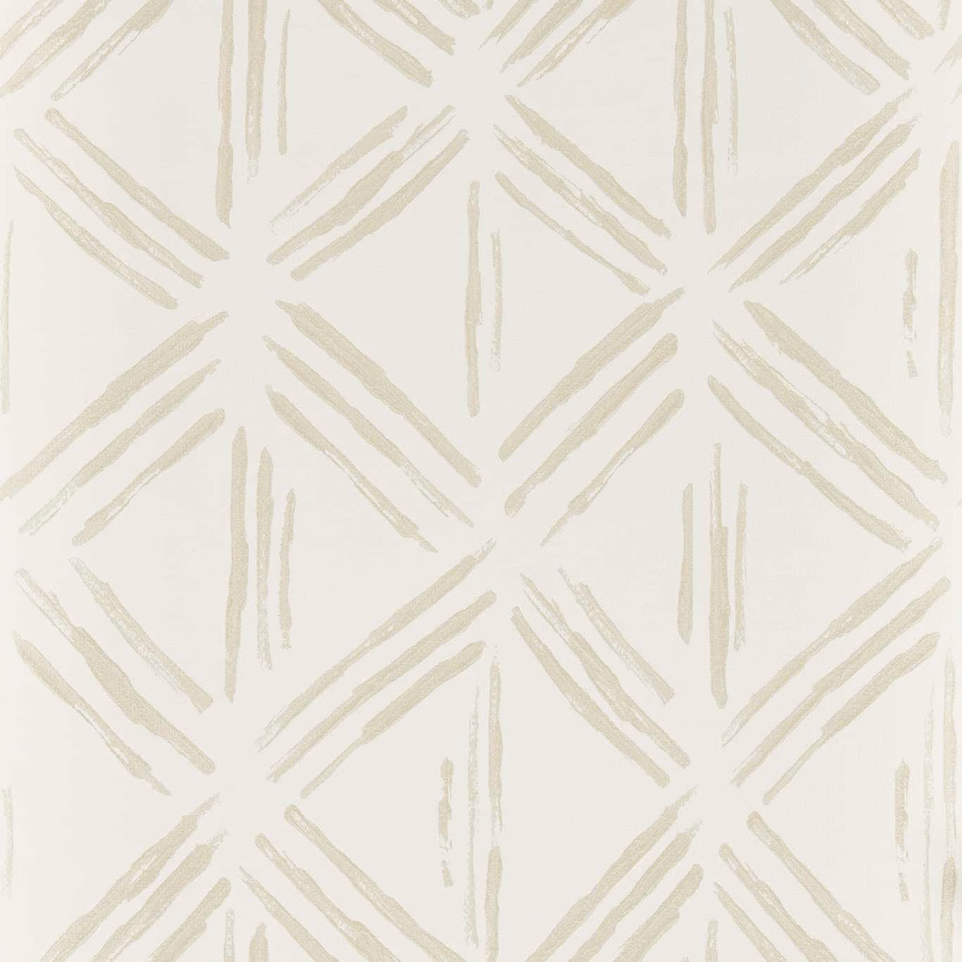 Ivory wallpaper with pale greige brush-stroke diamonds and slender vertical marks