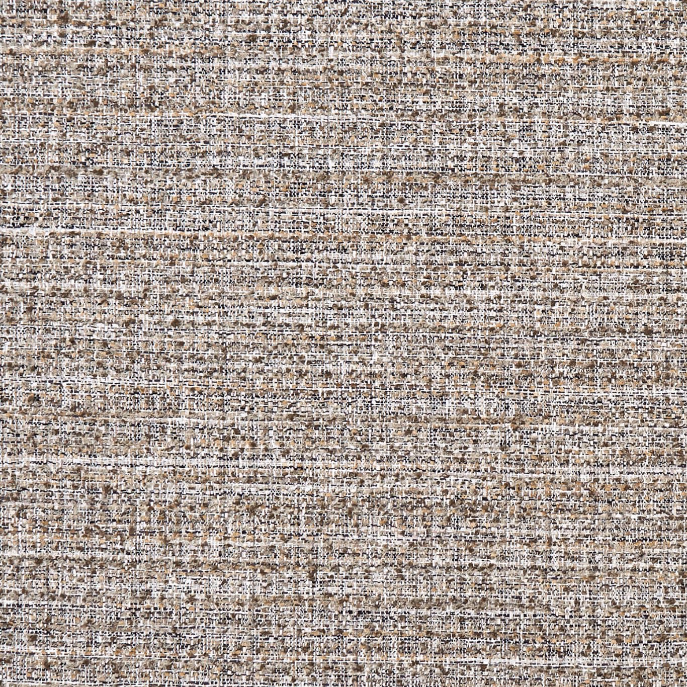 Warm taupe woven textile with charcoal flecks and fine ivory texture