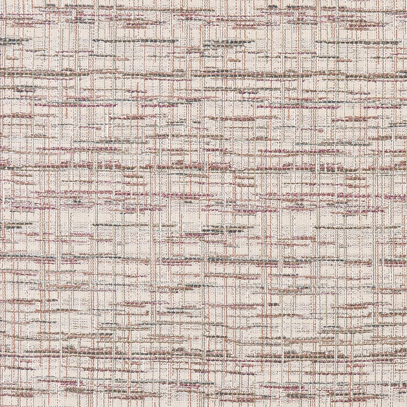 Ivory woven fabric with irregular blush, taupe and grey linear checks