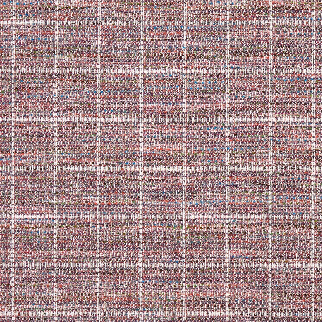 Muted berry pink woven check with cream, charcoal and blue flecks