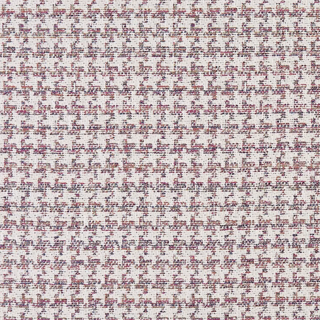 Cream woven ground with irregular berry-plum flecks and fine dark texture