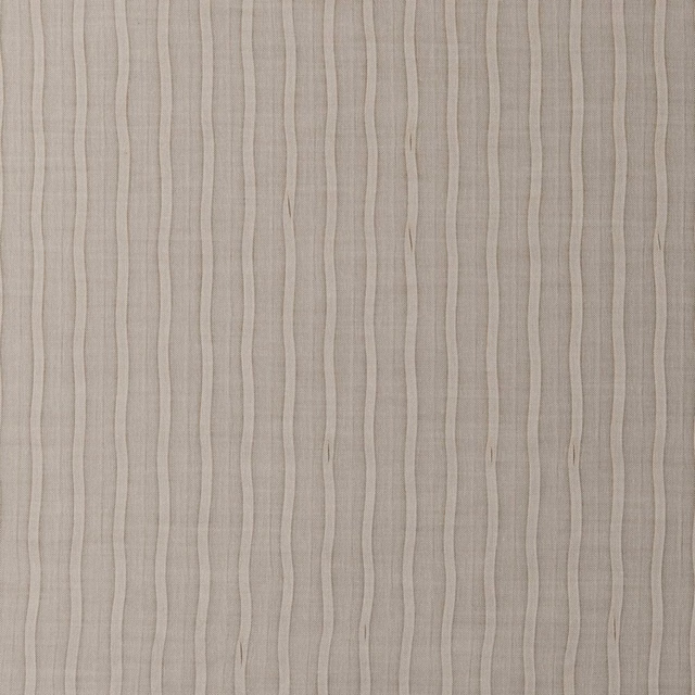Soft grey taupe sheer with gently wavering vertical lines and subtle woven texture