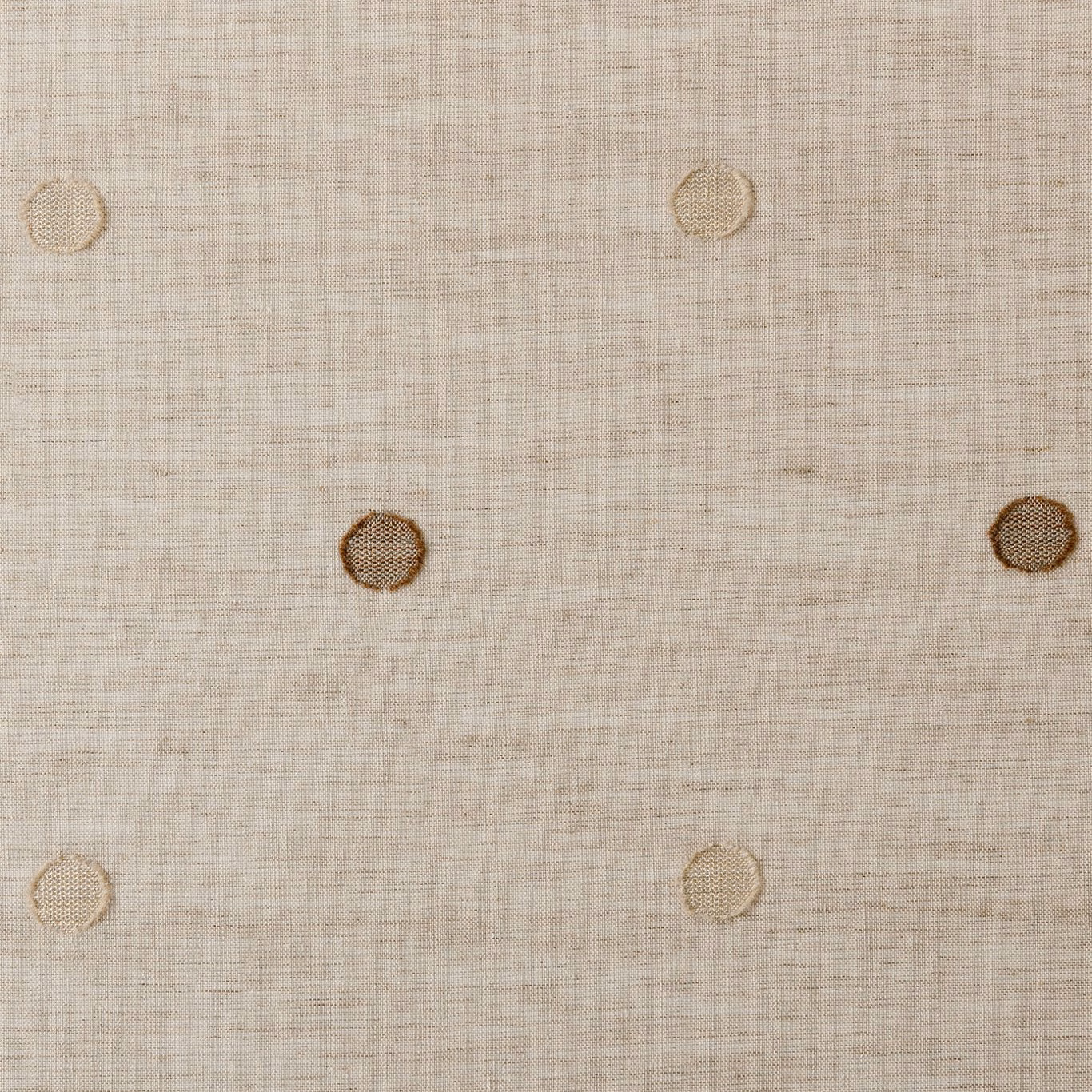 Warm oatmeal sheer with small outlined circular motifs and a fine linen-like weave