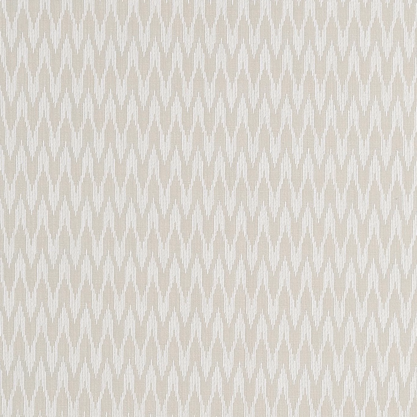 Pale ivory woven textile with slender greige zigzags and a fine geometric repeat