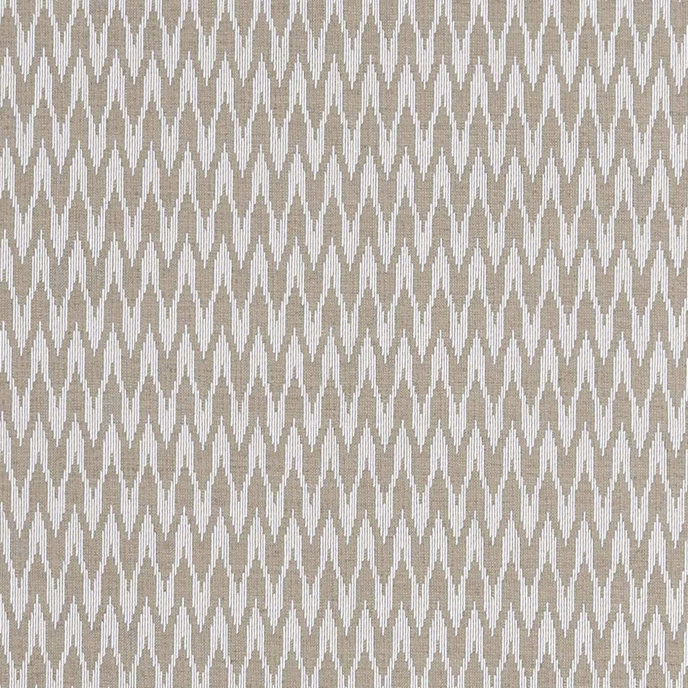 Muted taupe-grey woven swatch with closely spaced ivory zigzag diamonds