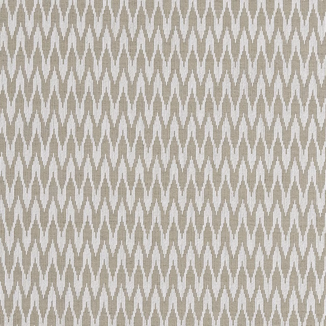 Muted taupe-grey woven swatch with closely spaced ivory zigzag diamonds