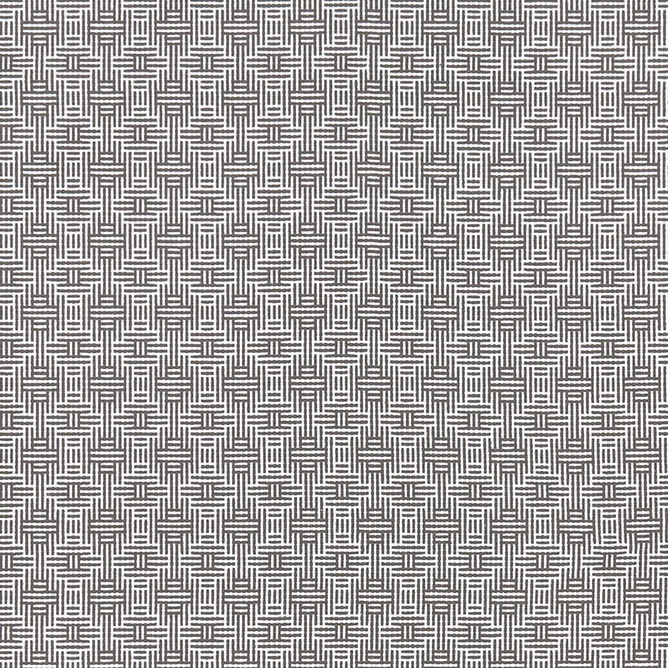 Close-up of charcoal and ivory woven dashes forming a compact geometric grid
