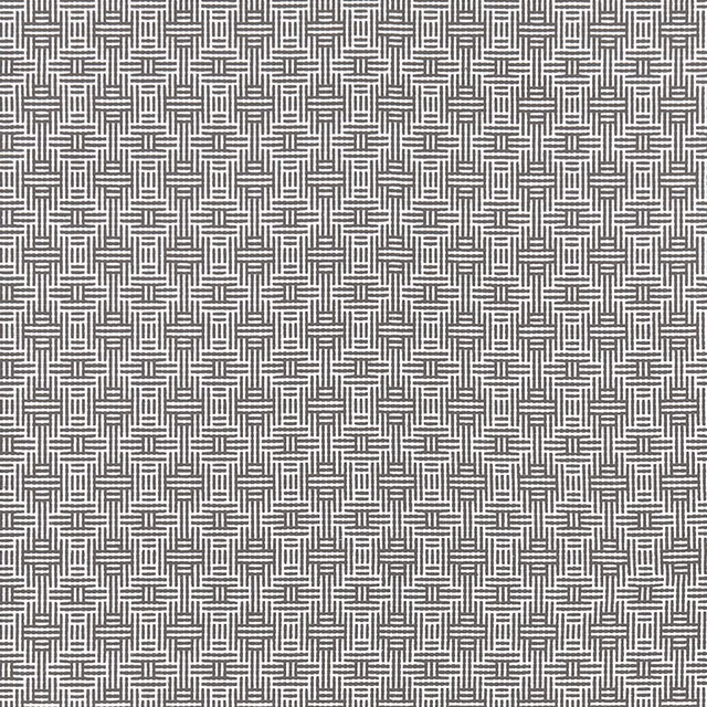 Close-up of charcoal and ivory woven dashes forming a compact geometric grid