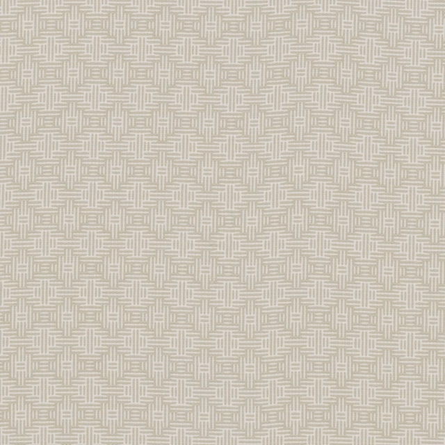 Warm ivory fabric with a small interlocking geometric woven pattern and subtle texture